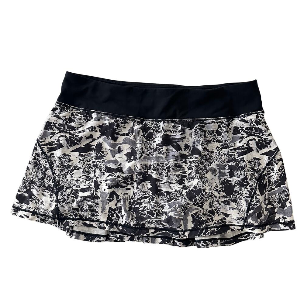 Lululemon Pace Revival Tennis Skirt Black White Pattern Size 10